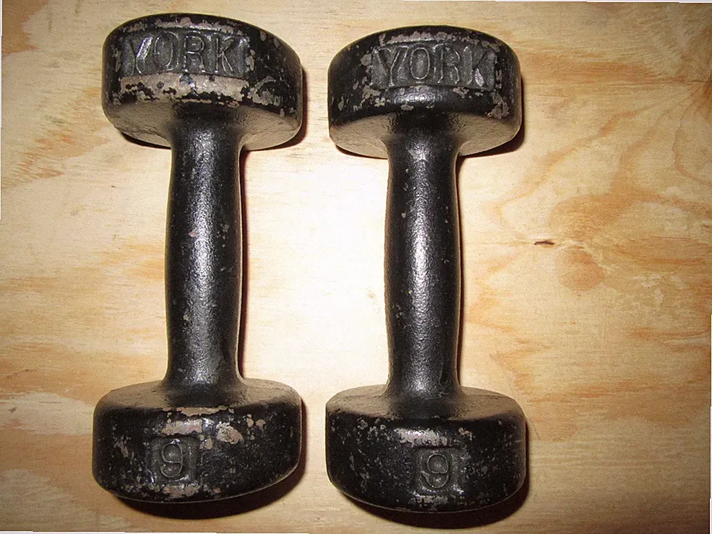 Vintage YORK 9 Pound Roundhead 1st Gen Dumbbell Set