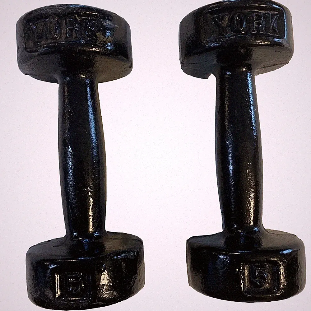 Vintage York Roundhead 5 LB Dumbbells Set (10 LBS total)