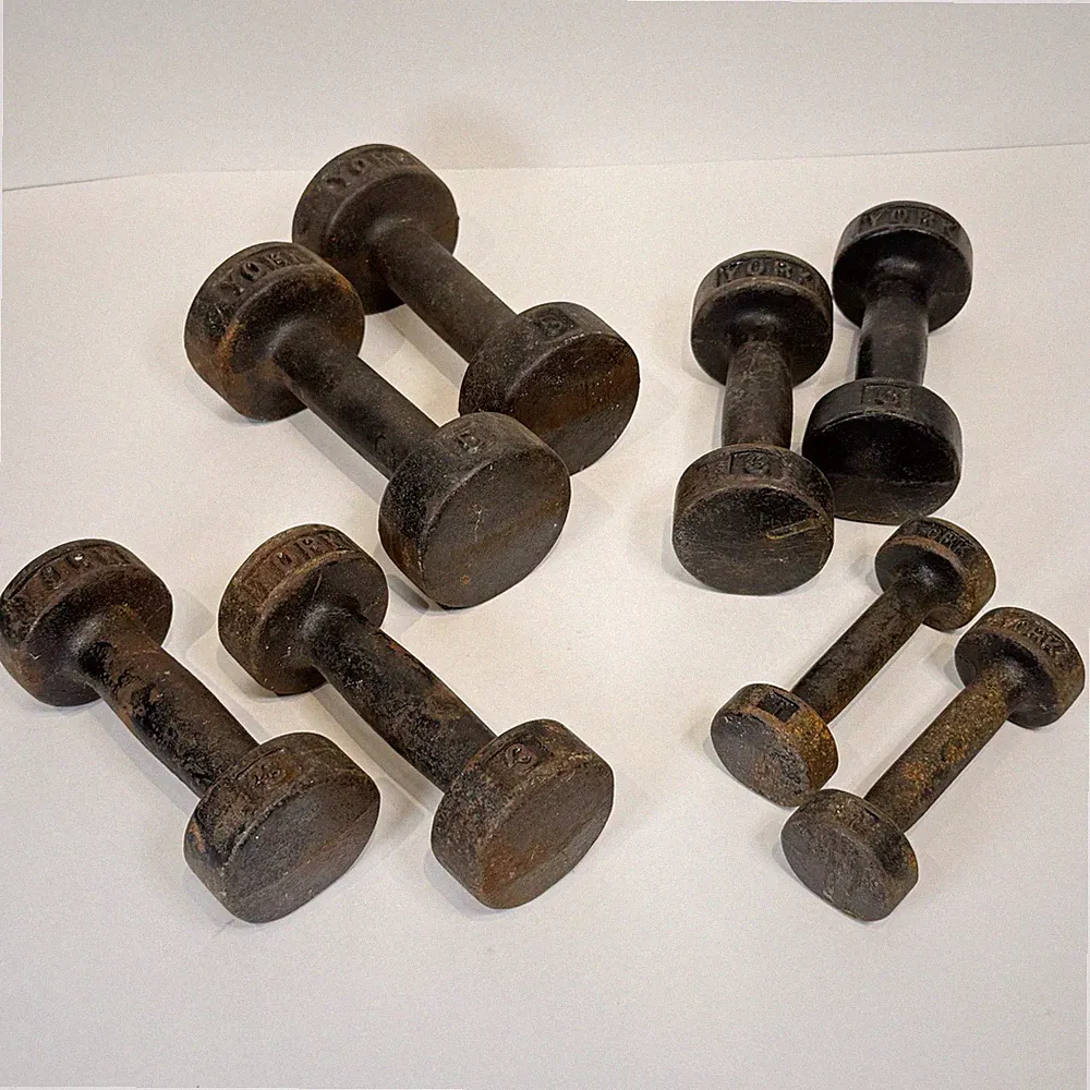 Vintage York Roundhead Dumbbells 4 Pairs 1-5 lb Round Head Hand Weights Set of 8