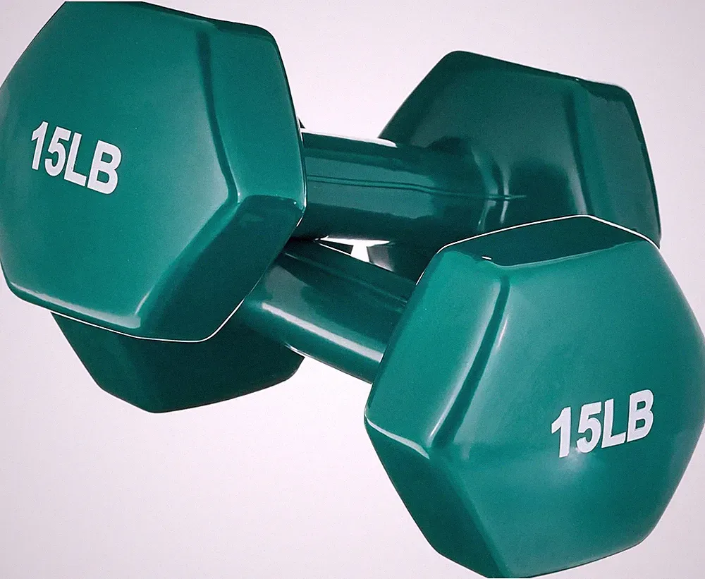 Vinyl Coated Dumbbell Hand Weights Vinyl, Alloy Steel 15 Pounds