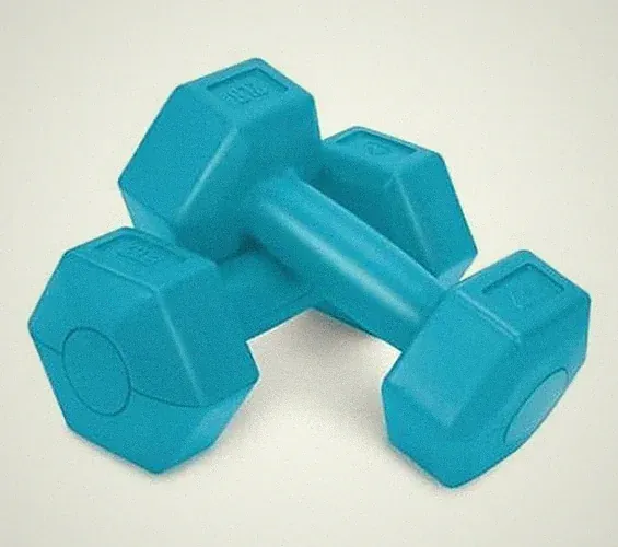 Vinyl Coated Hand Weight Dumbbell Set - Hex Shaped, Roll Free for 2lb Aqua
