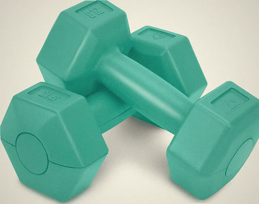 Vinyl Coated Hand Weight Dumbbell Set - Hex Shaped, Roll Free for Body Buildi...