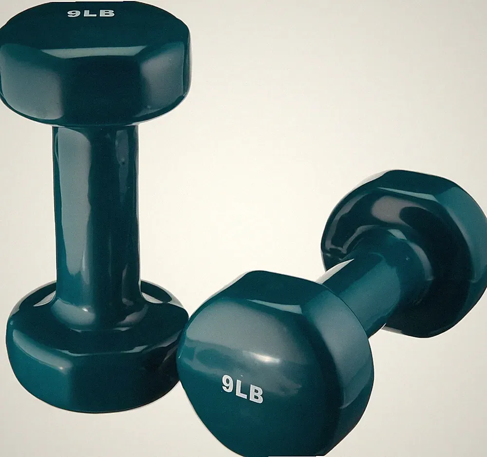 Vinyl-Coated Iron Dumbbells, 1-Pound, Pair, Soft Easy-Grip Dumbbell Weights for
