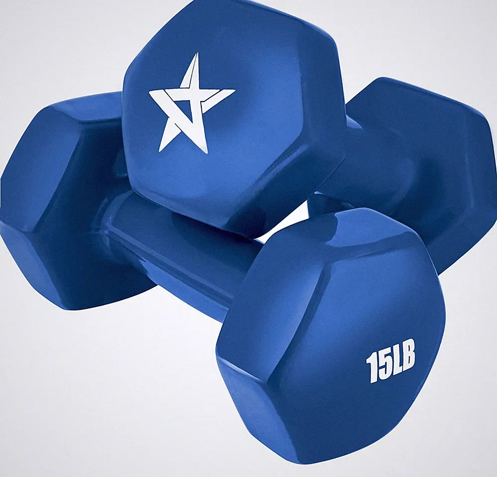Vinyl Hexagon Dumbbell - Dumbbells Set of 2 Hand Weights for Home Gym & Strength