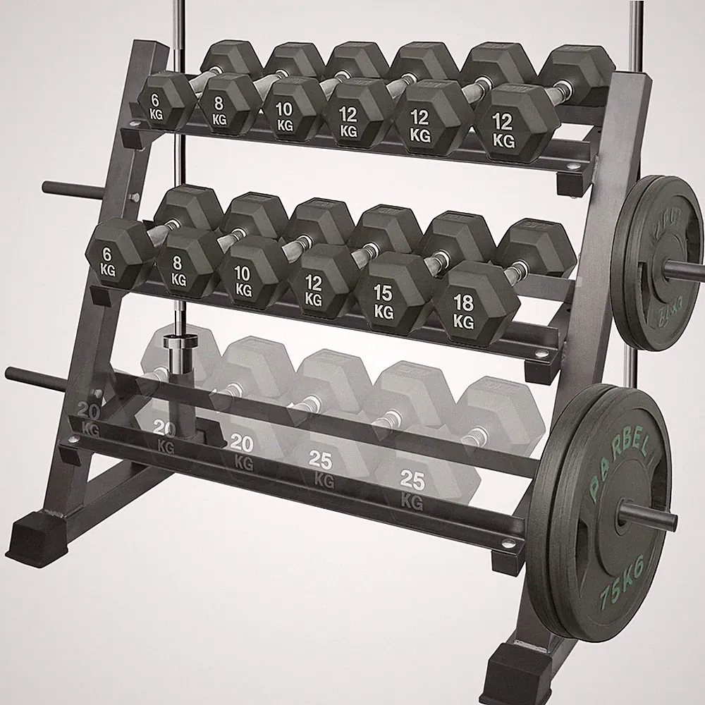 VIODEX 3 Tier Multifunctional Dumbbells Weights Barbells Rack, 1100 lbs Black