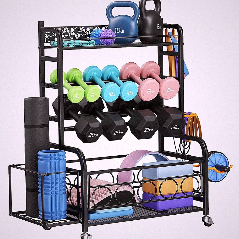 VOPEAK 380LBS Adjustable Dumbbell Rack with Wheels, Weight Rack for Home Gym...