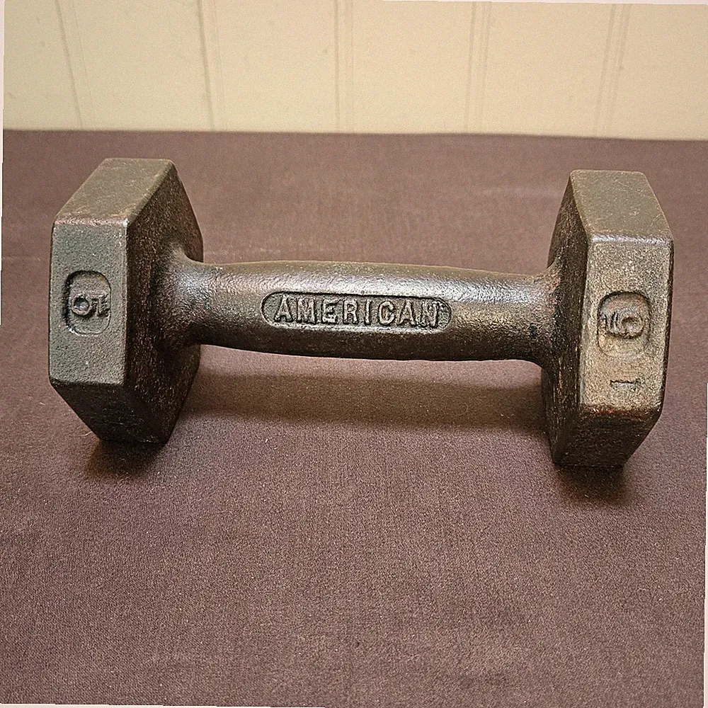 Vtg AMERICAN Brand Cast Iron Hexagon Head 5 Lb. Dumbbell Single Weight