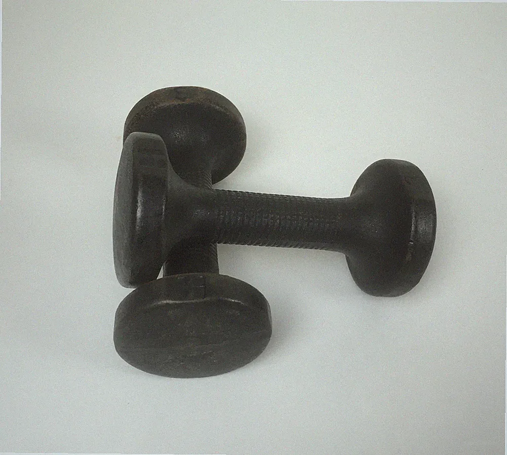 VTG HI 3lb Black Metal Hand Dumbbells X2 Round End China
