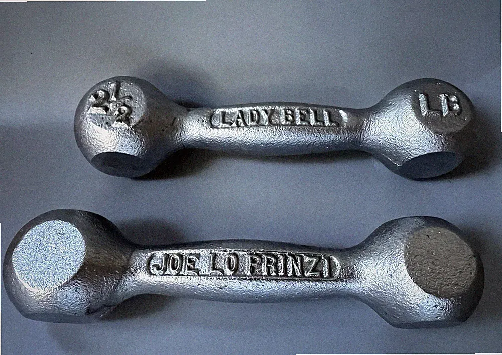 Vtg Joe Lo Prinzi Lady Bell 2.5 Lb Dumbbells Pair Cast Iron Weights Portland
