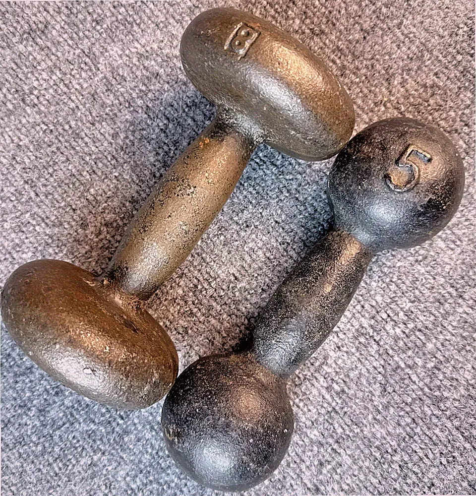VTG WEIGHT DUMBBELL GYM BARBELL 8 & 5 POUND CAST IRON FAST FREE PRIORITY SHIP