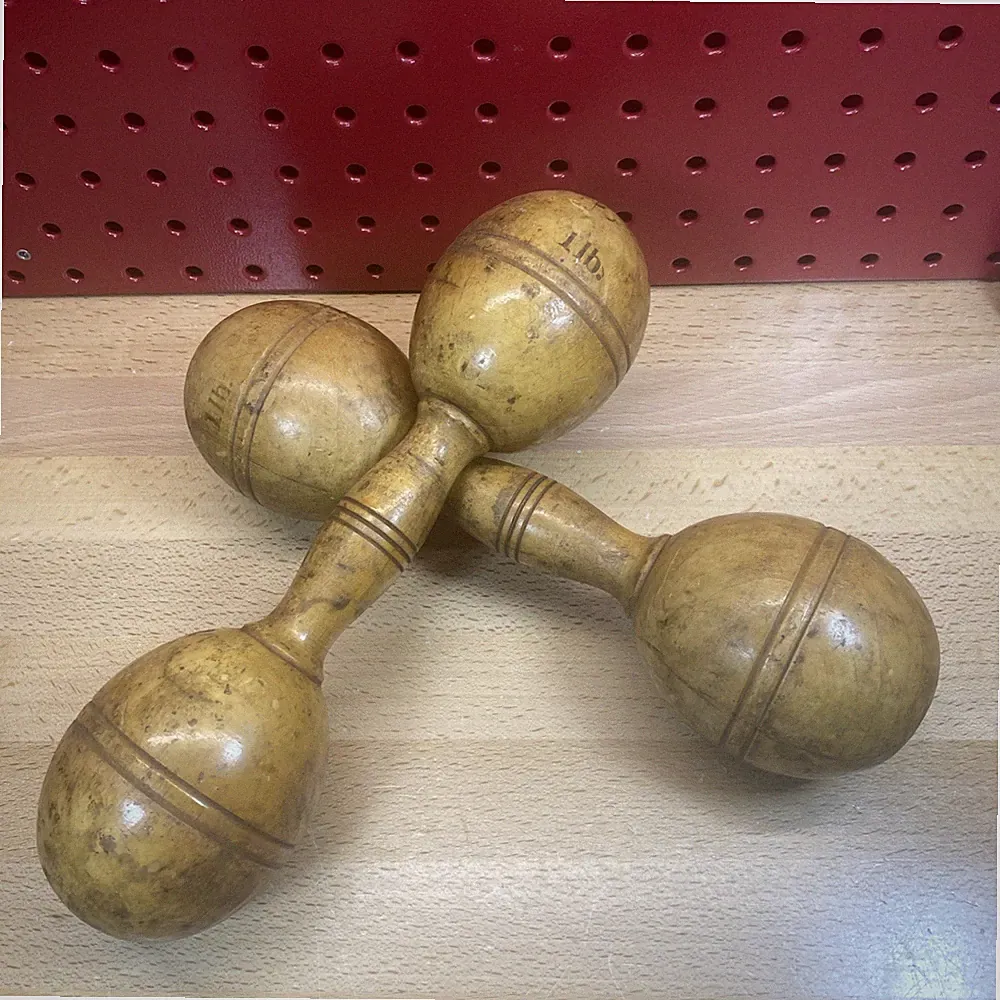 VTG Wood 1 Lb. Pair Kerr Ltd Dumbbells Wooden Hand Weights Beautiful Set!