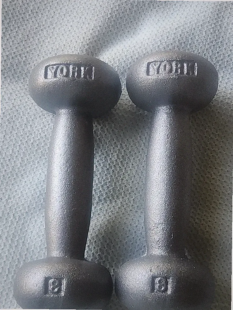 ✨Vtg York Barbell Roundhead Dumbbells 2- 3Lb Cast iron USA Total 6lb Round Head