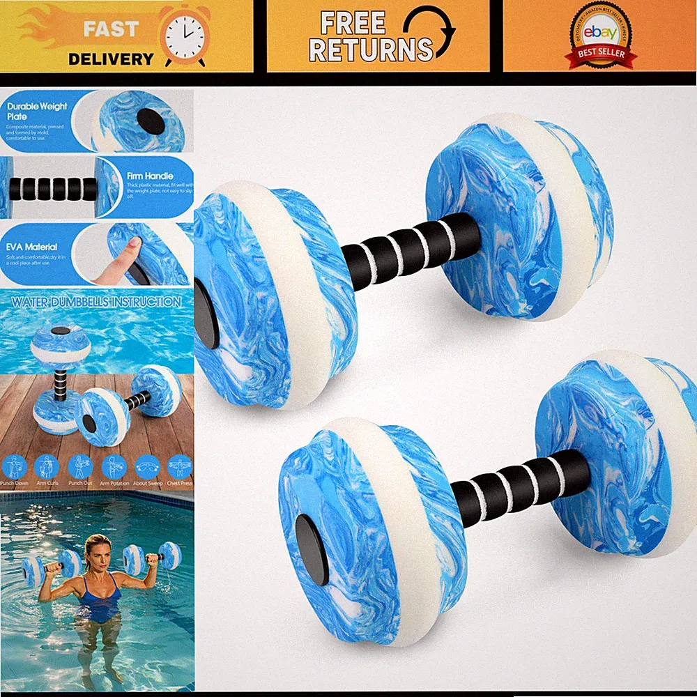 Water Aerobics Dumbbells - 2PCS High-Density EVA Foam Water Weights for Pool Fit