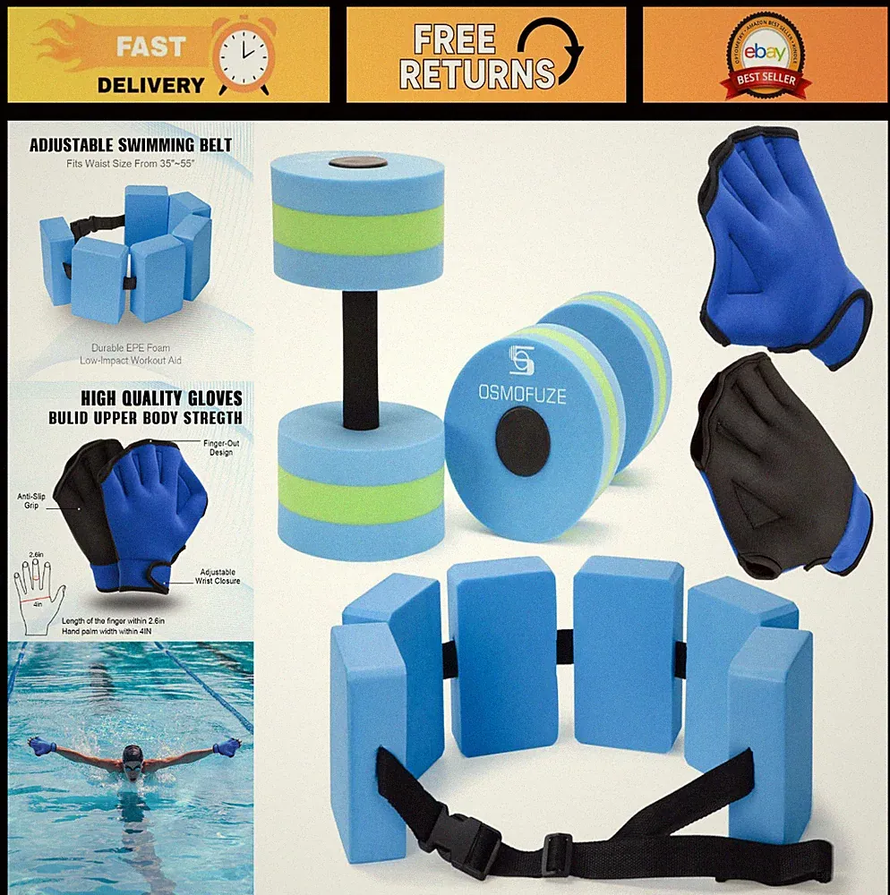 Water Dumbbells Set for Aquatic Exercise - Foam Weights for Weight Loss & Fitnes