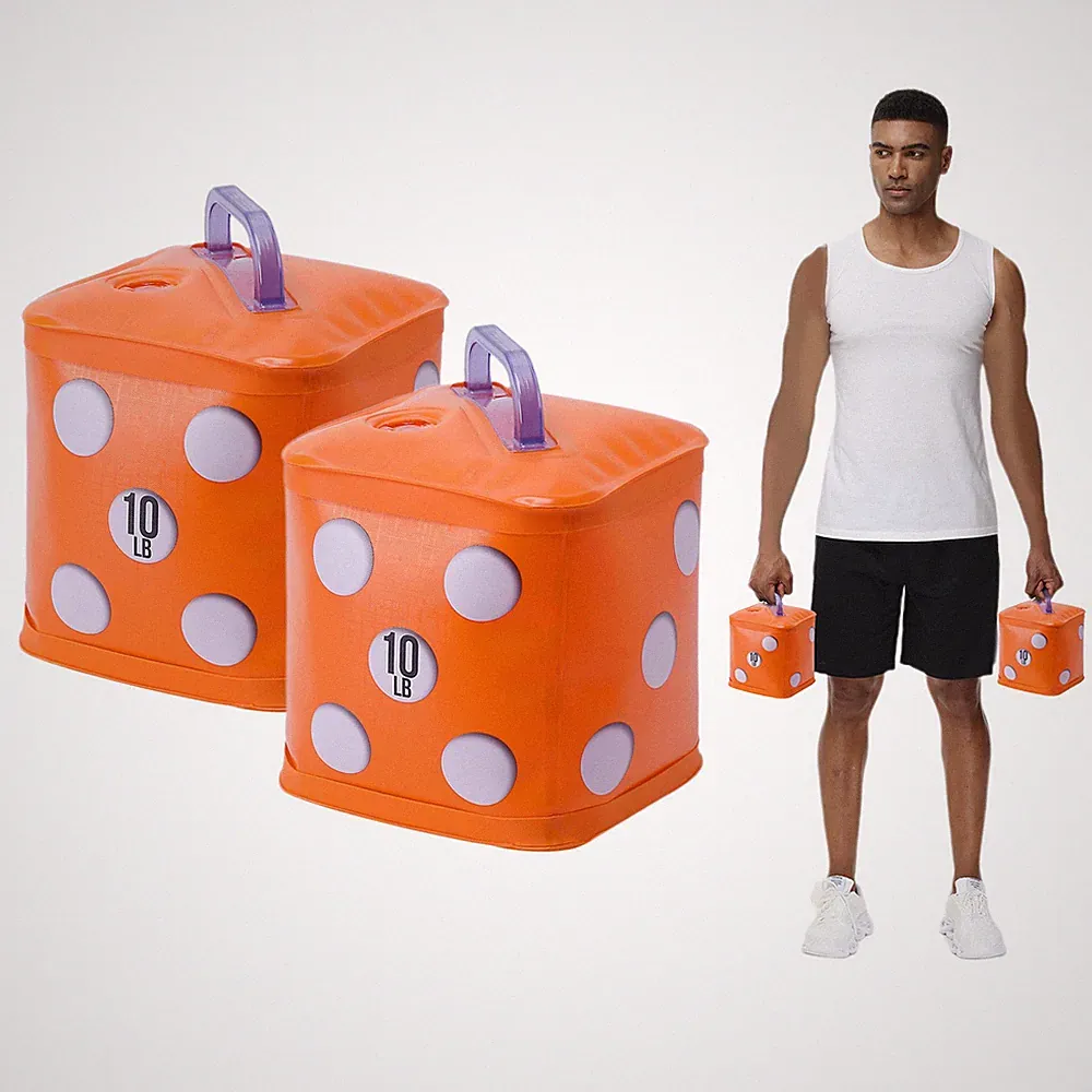 Water Filled Dumbbells Set 20 lbs Adjustable Portable Travel Home Gym Weights