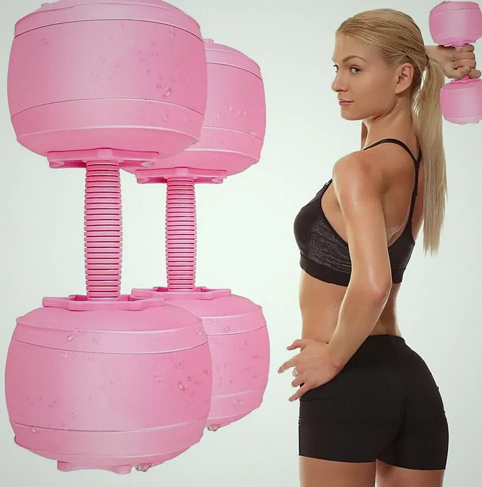 Water Filled Dumbbells Set for Women, Travel Weights Adjustable Water Dumbbells