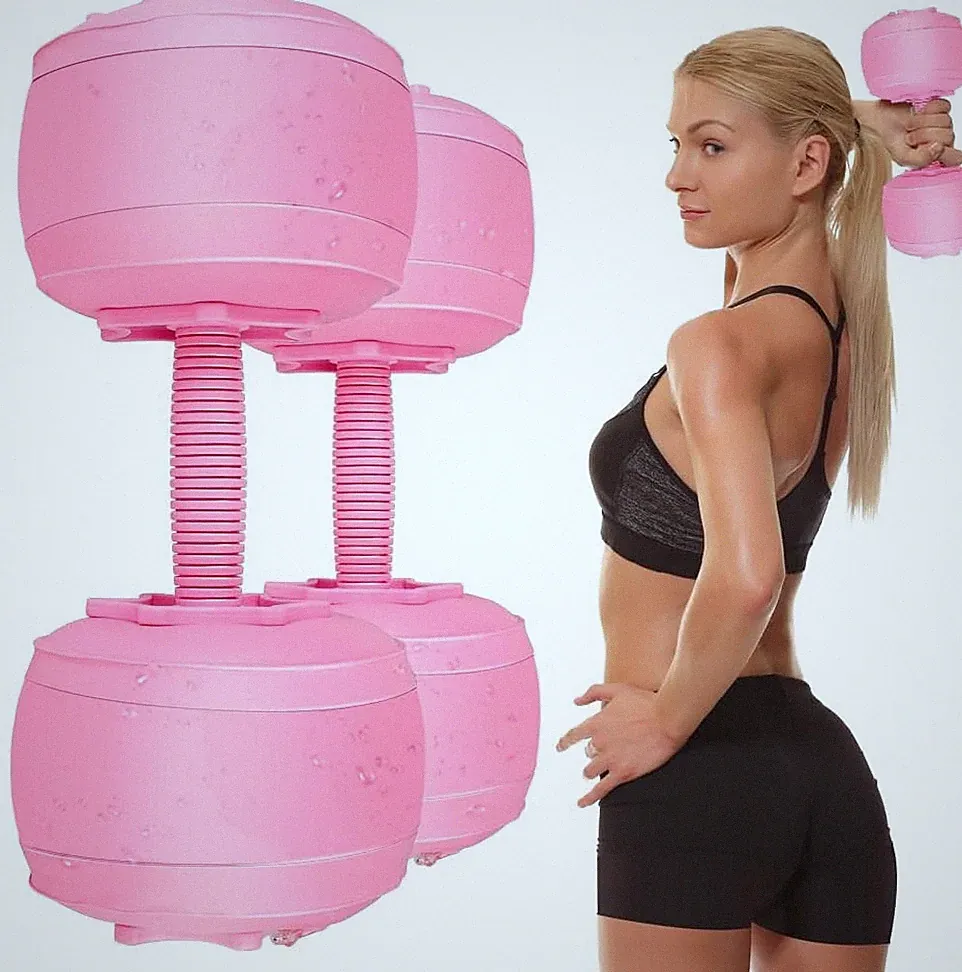 Water Filled Dumbbells Set for Women, Travel Weights Adjustable Water Dumbbells