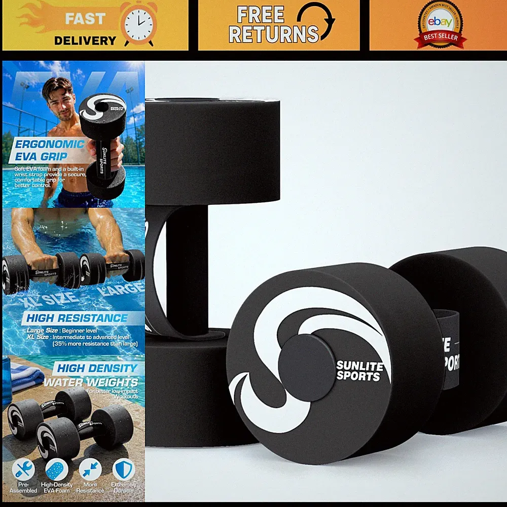 Water Weights Dumbbells for Pool Exercise - High-Density EVA Foam, Aqua Therapy