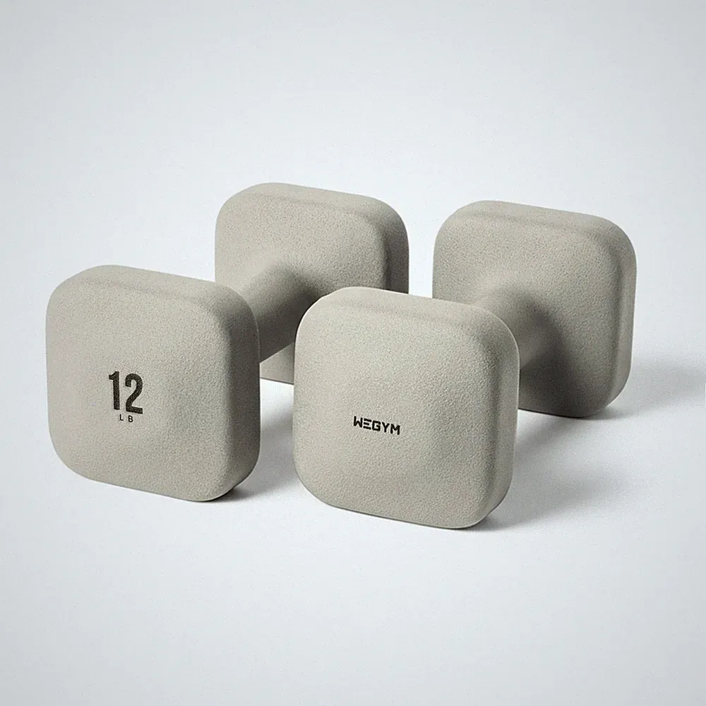 WeGym SafeGrip Square Dumbbells with Anti Slip Handles, Medium, Sandstone