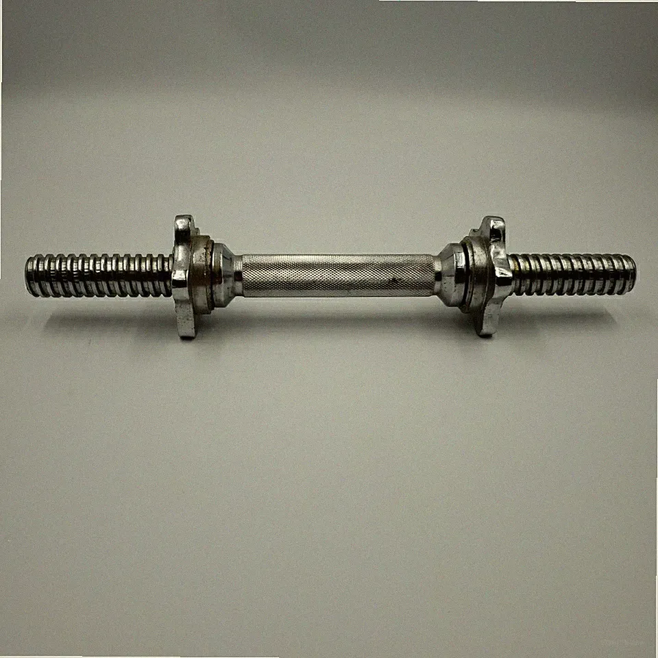 Weider 14” Chrome Dumbbell Barbell Weight Handles Bars w/ Screw Collar Lock Nuts