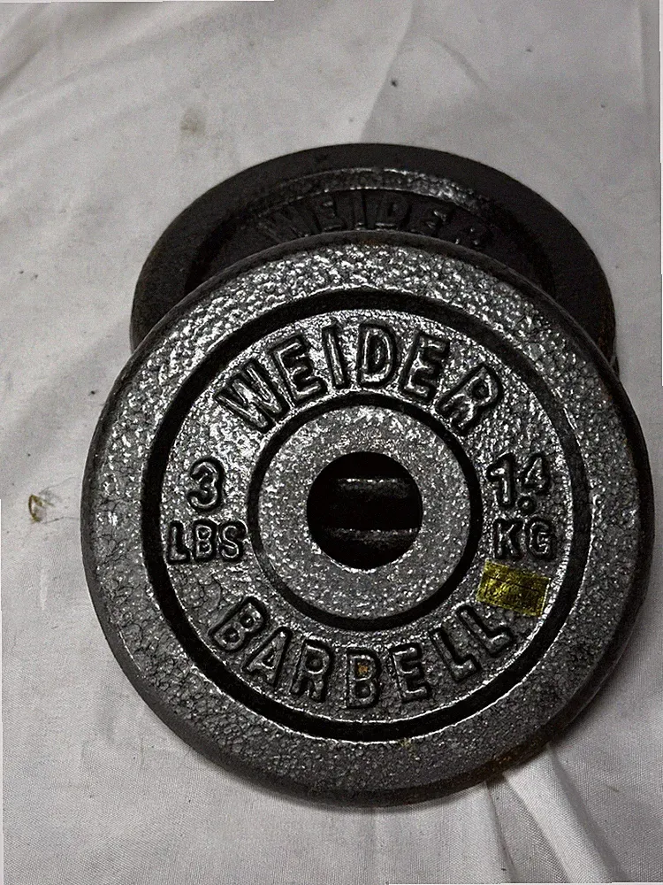 Weider 3 Pound Standard 1 Inch Hole Barbell Dumbbell Weight Plates set of 3