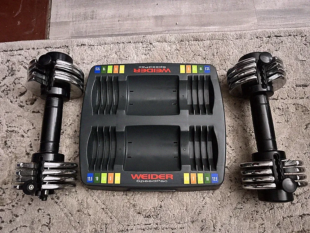Weider Powerswitch Dumbbell Set (2.5 - 12.5 lb Each) Adjustable Weights