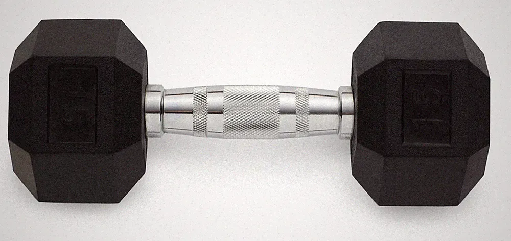 Weider Rubber Hex Dumbbell with Chrome Handle and Knurled Grip Sold as Pair