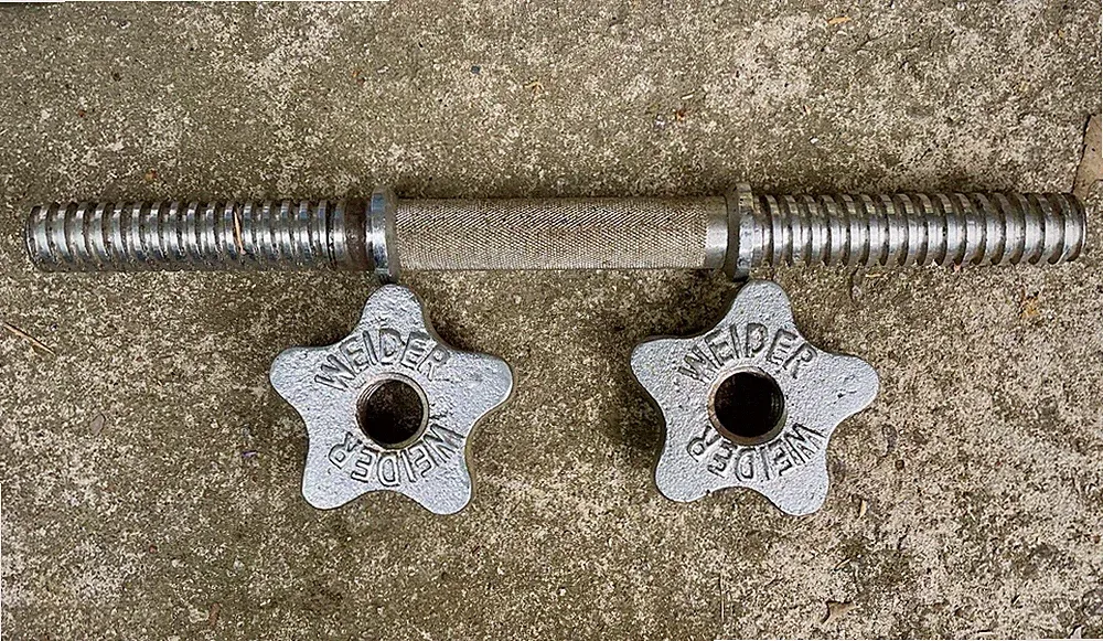 WEIDER Standard 1”x14” Chrome Dumbbell Handle Bar with Screw Collars