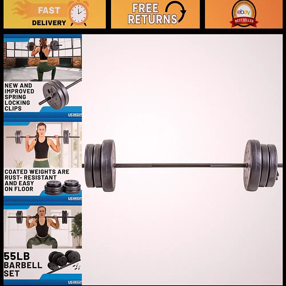Weight Barbell Set for Home Gym - Essential Strength Training Equipment, USA Mad