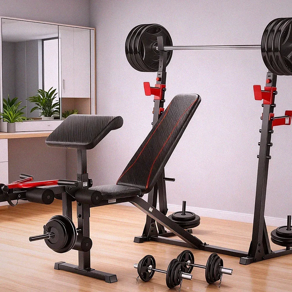 Weight Bench Adjustable Olympic 900LBS Workout Bench with Leg Extension for Home