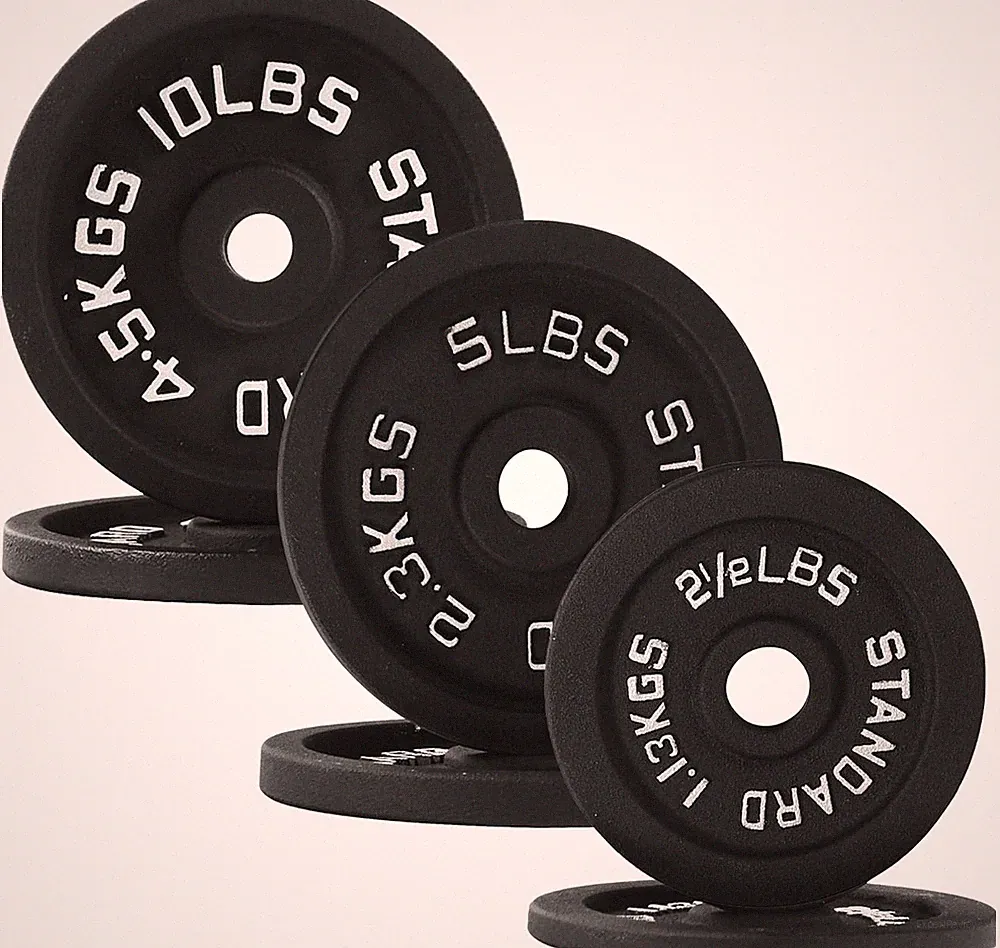 Weight Plates Barbell Dumbbell 1-inch Standard Weightlifting 10, 25, 35, 45 lbs