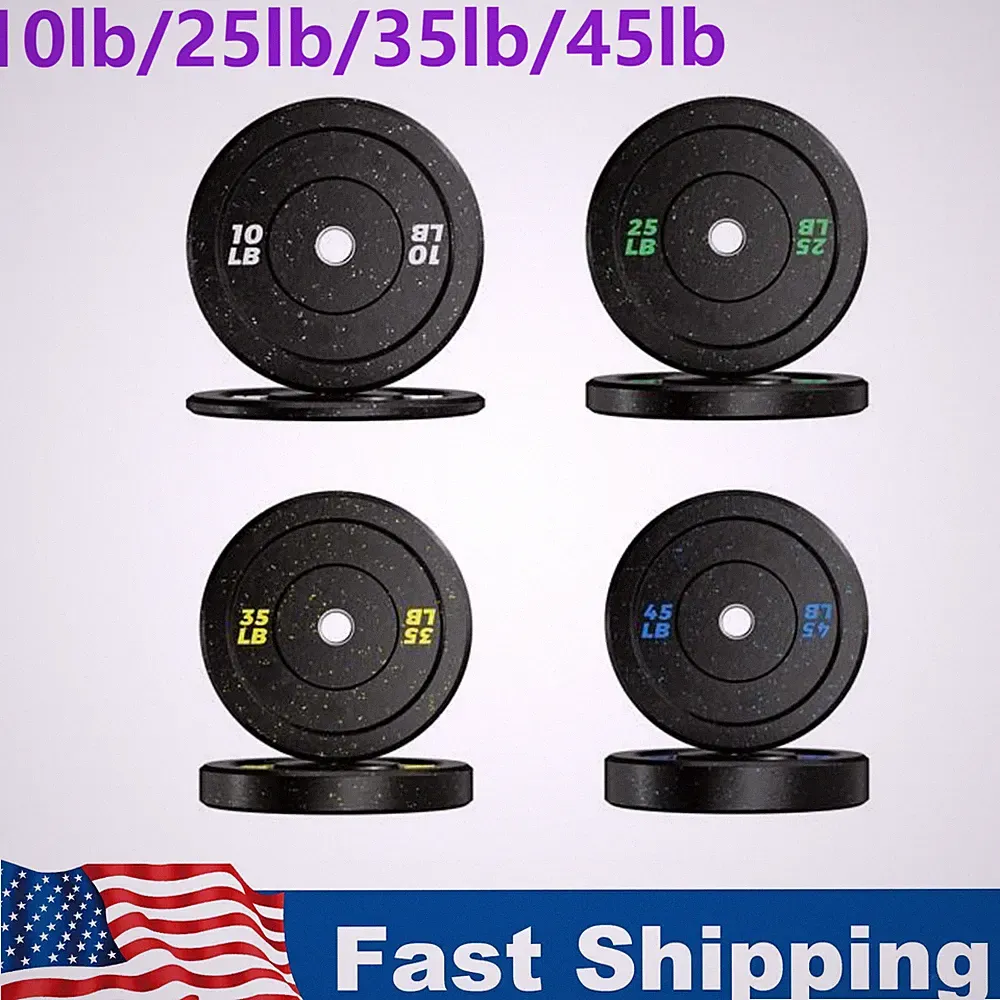 WEIGHT PLATES Olympic Dumbbell Rubber Bumper 10/25/35/45/ Lbs 2 in for Home Gym