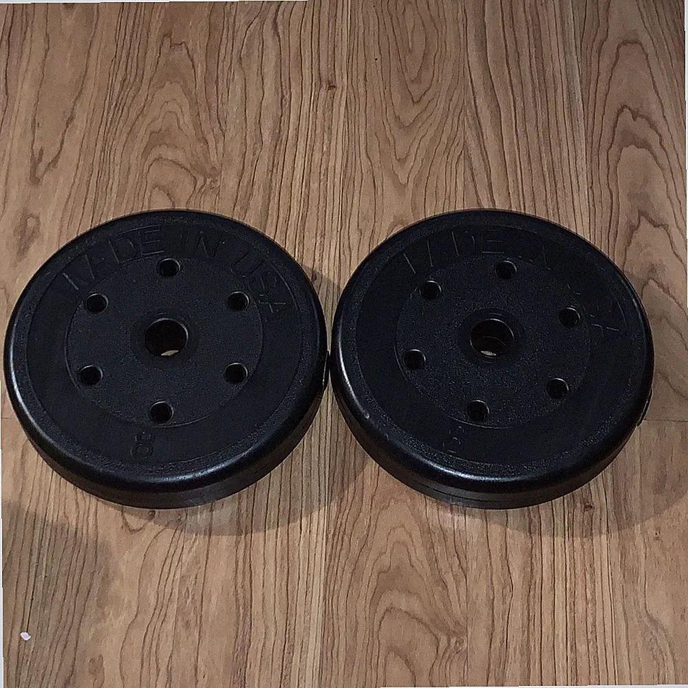 Weight Plates Vinyl Plastic 1" Standard 8 Lbs X2 16 Pounds Total Barbell