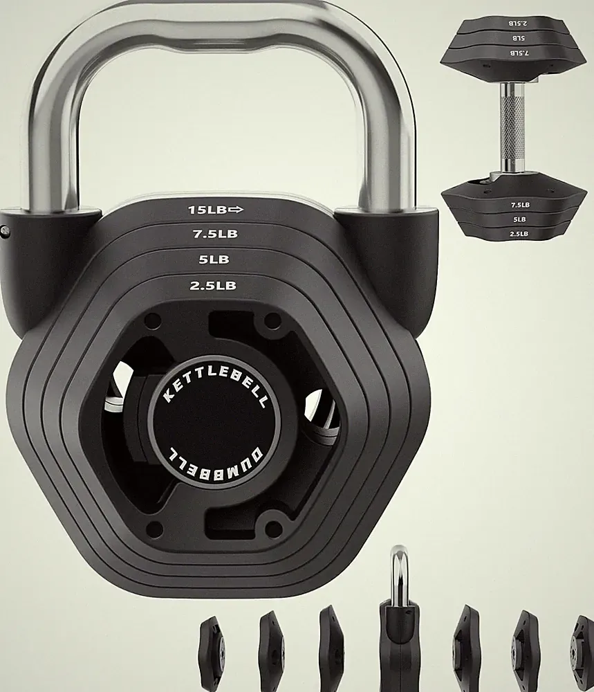 Weight Set 2-in-1 Adjustable Kettlebell 15-45LB Strength