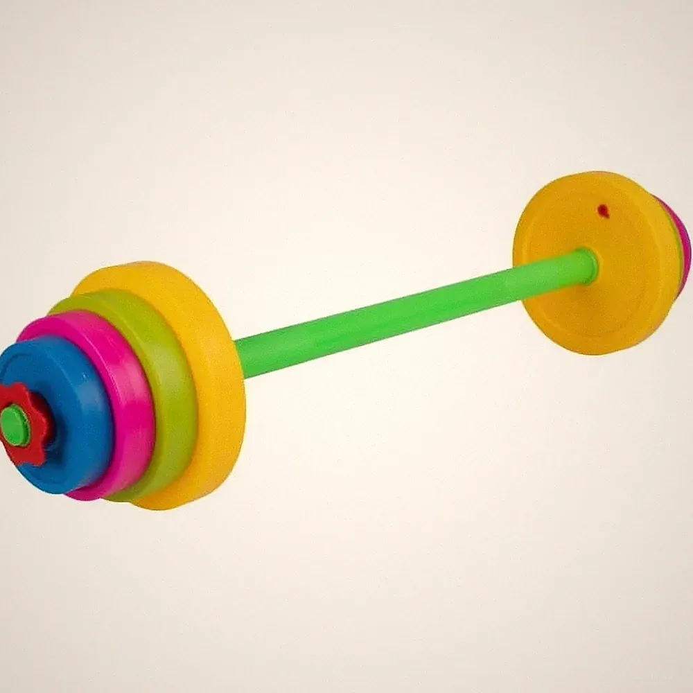 Weight Set - Barbell and 8 Adjustable Plates for Ages 3 and Up