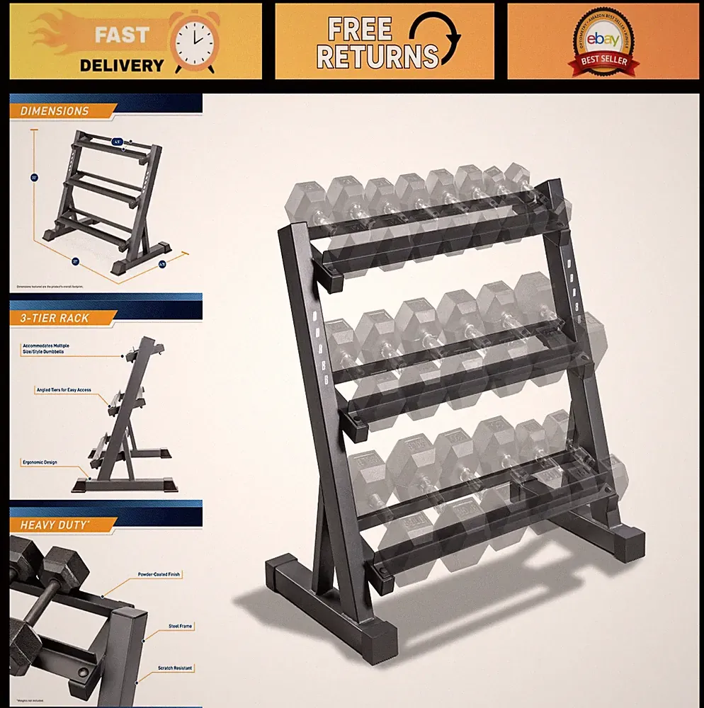 Weight Storage Organizer Rack for Dumbbells, Kettlebells & Weight Plates - Home