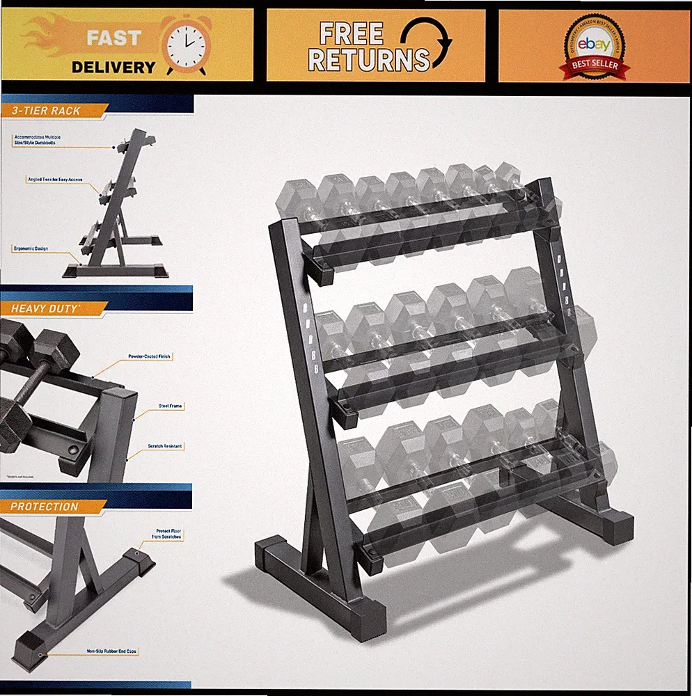Weight Storage Organizer Rack for Dumbbells, Kettlebells & Weight Plates - Home