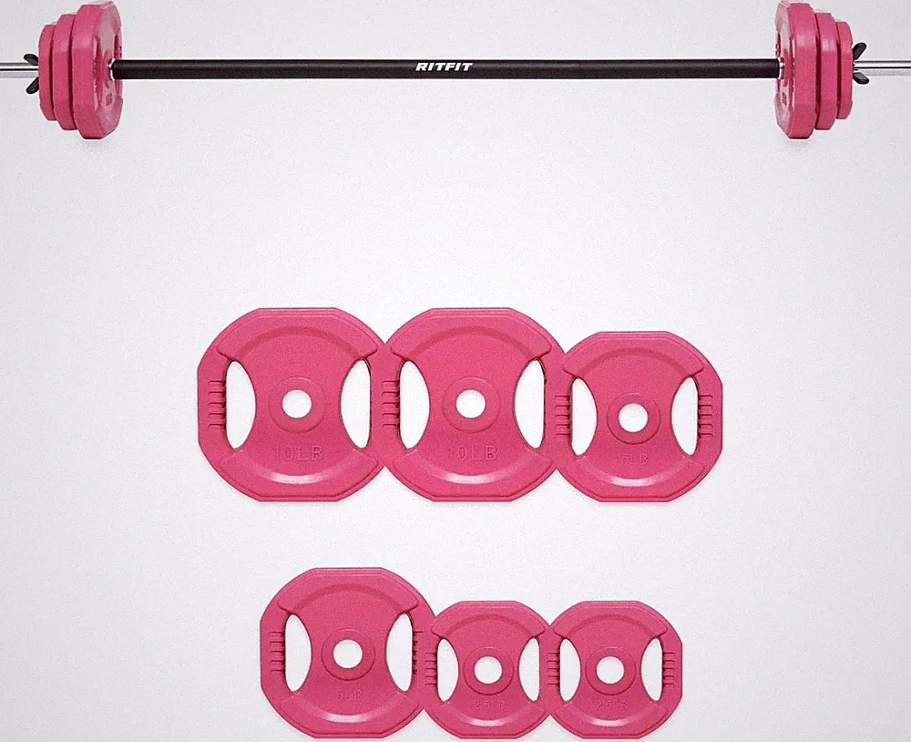 Weightlifting Barbell Set RitFit Adjustable Home Gym Strength Training