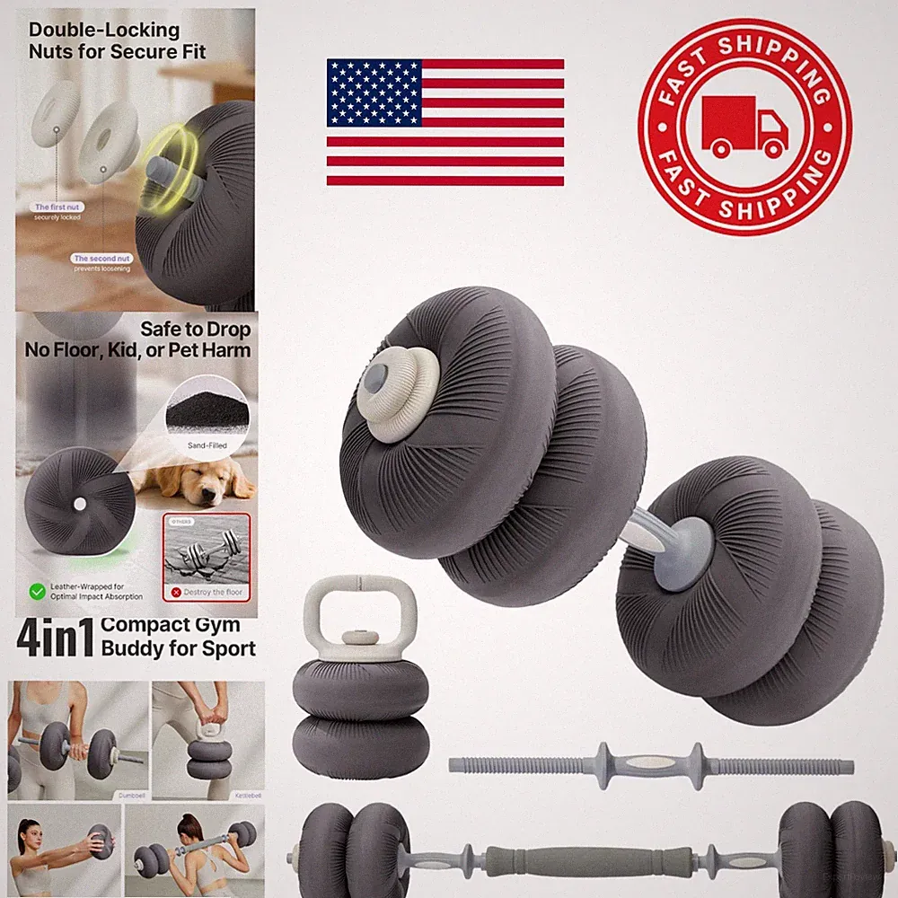 Weights Dumbbells Set 20lb Adjustable Dumbbell Barbell Kettlebell Push Up Stand