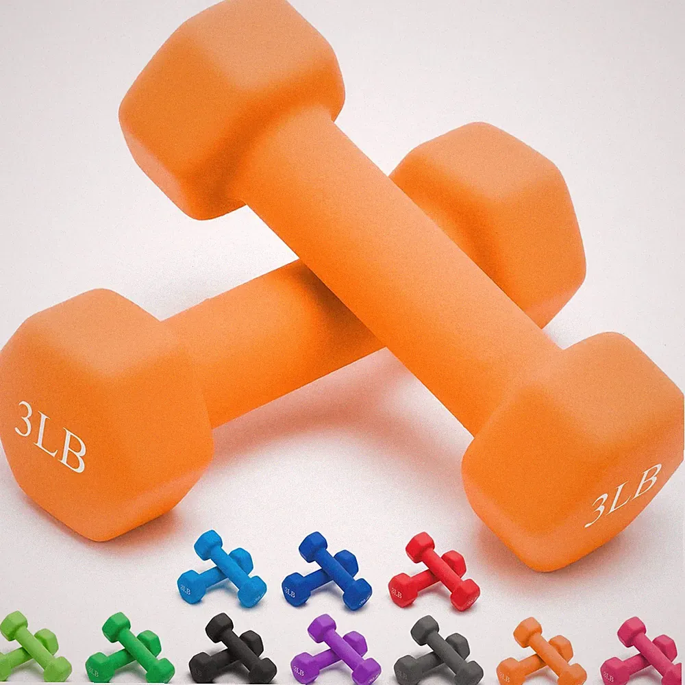 Weights Orange Dumbbells with Set of 2 Neoprene Dumbbells Set, 3 LB, Anti-Sli...