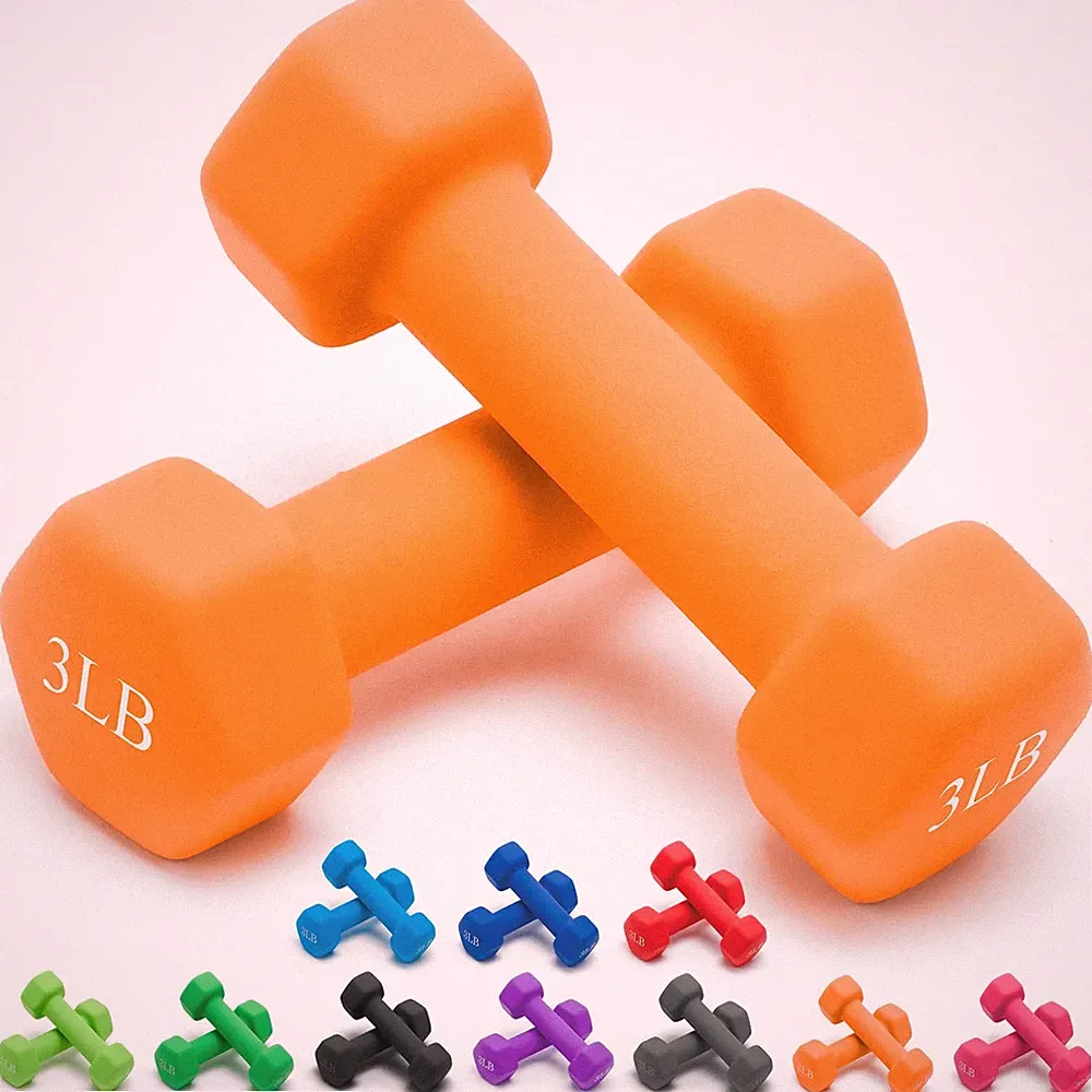 Weights Orange Dumbbells with Set of 2 Neoprene Dumbbells Set, 3 LB, Anti-Sli...