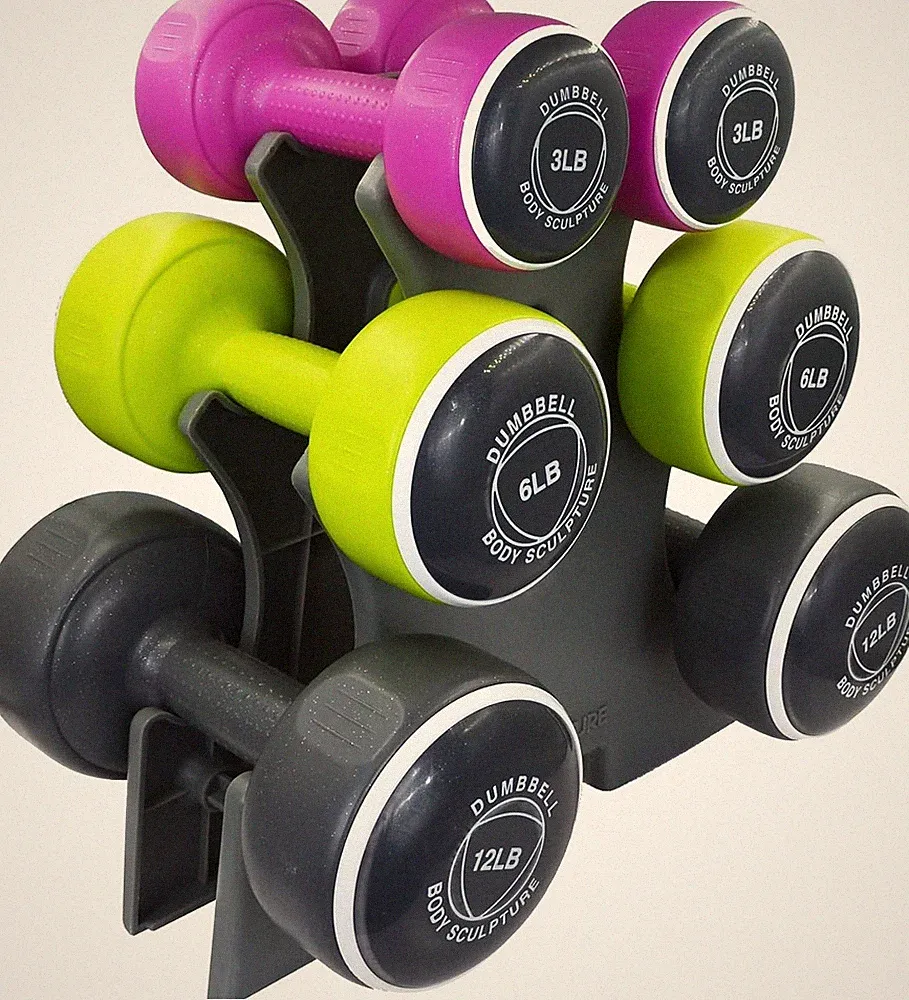 Weights Set Free-Weight Dumbbell Set with Rack Set includes 3,6,12 lb Weights