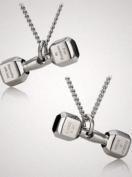 Women's Mini Dumbbell Necklace-Luke 1:37 Shields of Strength