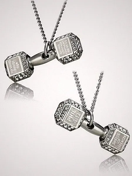 Women's Stainless Steel Dumbbell Necklace-Phil 4:13