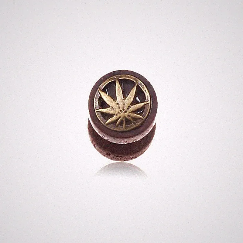 Wood Dumbbell Stud Earrings Vintage Round Red Skull Skeleton Leaf Cross Pattern