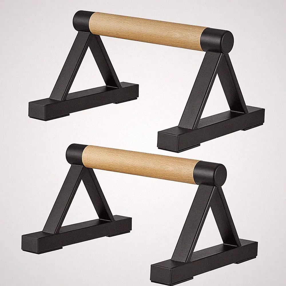 Wood Triangle Push Up Bars for Floor, Strength Training Pushup Stands Paralle...