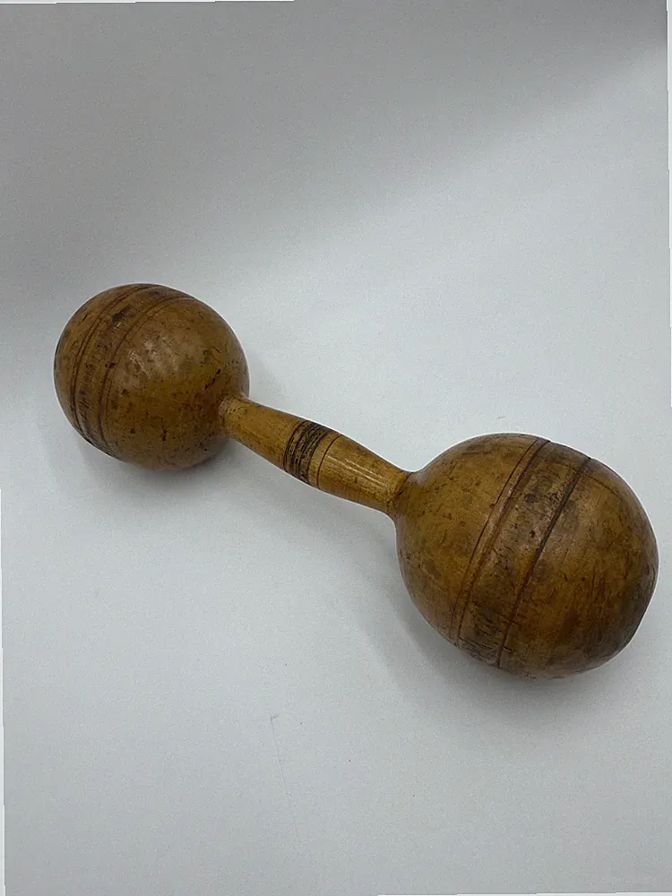 Wooden Dumbbell, Single Weight, Late 19th C/Early 20th Century 1.26LBS. C8