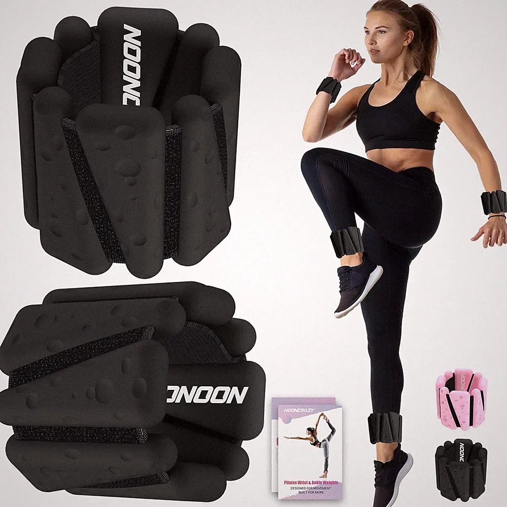 Wrist Ankle Weights Bangles 4lb/2lb for Women, Adjustable Silicone Pilates We...