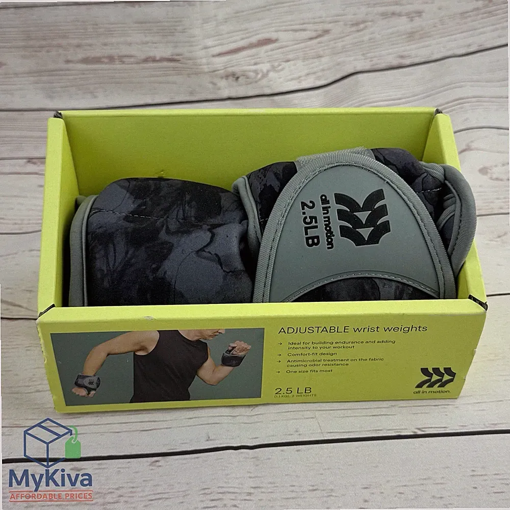 Wrist Weights Adjustable Neoprene Pair 2.5lb Black Gray All In Motion