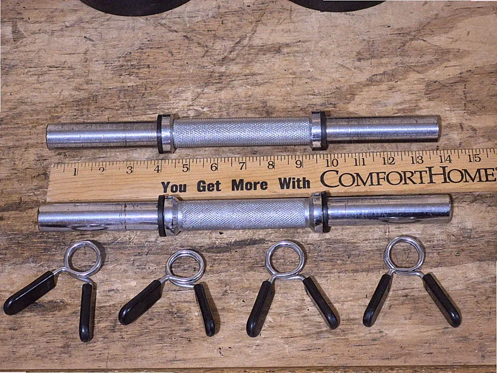 x2) 14" Standard 1" Dumbbell Handles + x4) Spring Collars